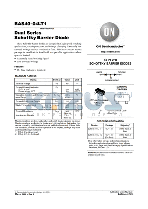 BAS40-04 datasheet - SCHOTTKY BARRIER DIODES
