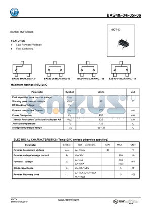 BAS40-04 datasheet - SCHOTTKY DIODE