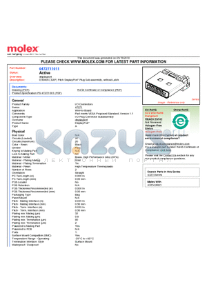 0472711011 datasheet - 0.50mm (.020