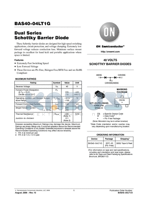 BAS40-04LT1G datasheet - Dual Series Schottky Barrier Diode