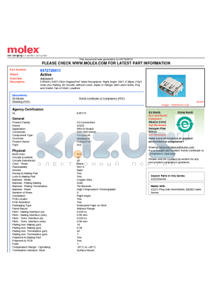 0472720011 datasheet - 0.50mm (.020