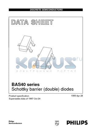 BAS40-05 datasheet - Schottky barrier double diodes