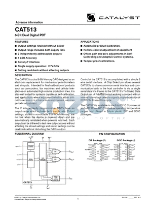 CAT513 datasheet - 8-Bit Dual Digital POT