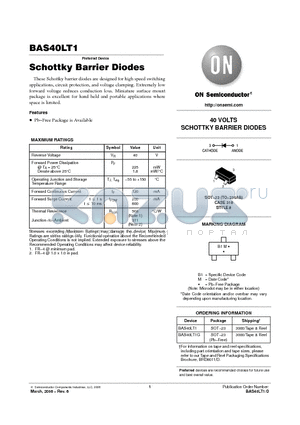 BAS40LT1G datasheet - SCHOTTKY BARRIER DIODES