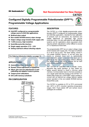 CAT521WI datasheet - Configured Digitally Programmable Potentiometer (DPP): Programmable Voltage Applications