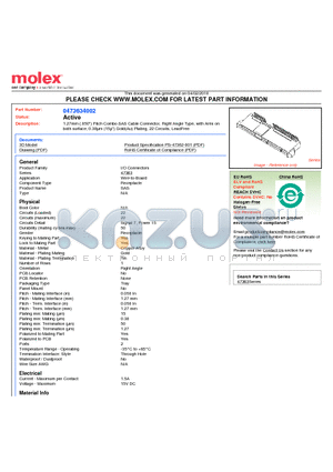 0473634002 datasheet - 1.27mm (.050