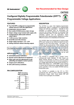 CAT522 datasheet - Configured Digitally Programmable Potentiometer (DPP): Programmable Voltage Applications