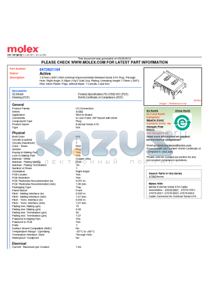 0473921104 datasheet - 1.27mm (.050