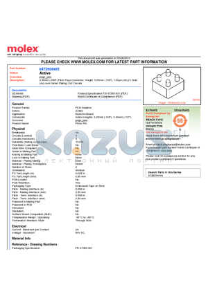 0473935001 datasheet - 2.50mm (.098