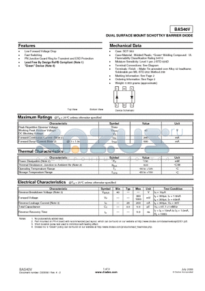 BAS40V_08 datasheet - DUAL SURFACE MOUNT SCHOTTKY BARRIER DIODE