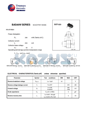 BAS40W-04 datasheet - SCHOTTKY DIODE