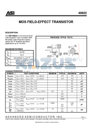 40822 datasheet - MOS FIELD-EFFECT TRANSISTOR