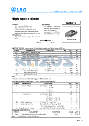 BAS516 datasheet - High-speed diode