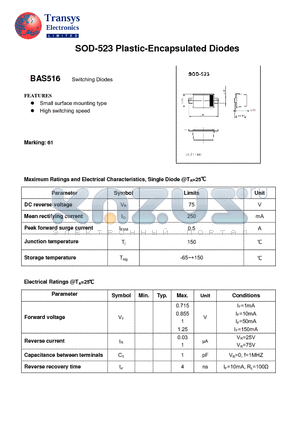 BAS516 datasheet - Plastic-Encapsulated Diodes