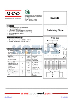 BAS516 datasheet - Switching Diode