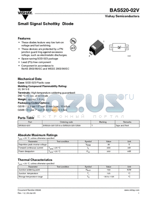 BAS520-02V-GS08 datasheet - BAS520-02V