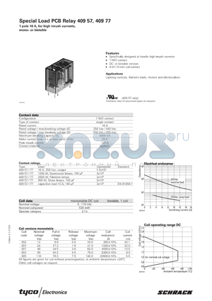 40957 datasheet - Special Load PCB Relay