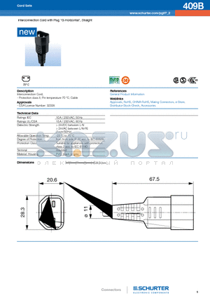 409B datasheet - Interconnection Cord with Plug 