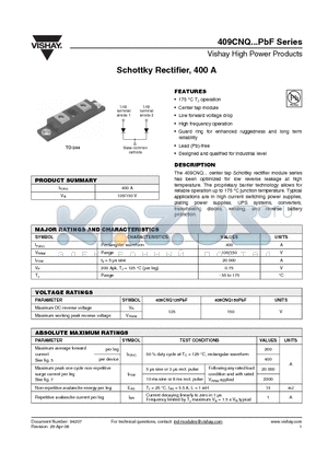 409CNQ135PBF_12 datasheet - Schottky Rectifier, 400 A