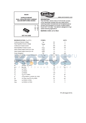 BAS56_10 datasheet - SURFACE MOUNT DUAL, ISOLATED HIGH CURRENT SILICON SWITCHING DIODES
