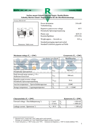 BAS70 datasheet - Surface mount Schottky-Barrier Single-/ Double-Diodes