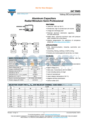 047RMS datasheet - Aluminum Capacitors Radial Miniature Semi-Professional