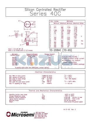 40C datasheet - Silicon Controlled Rectifier