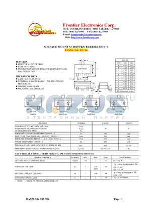 BAS70 datasheet - SURFACE MOUNT SCHOTTKY BARRIER DIODE