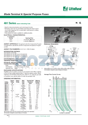 0481.250 datasheet - Blade Terminal & Special Purpose Fuses