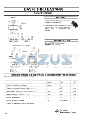 BAS70-04 datasheet - Schottky Diodes