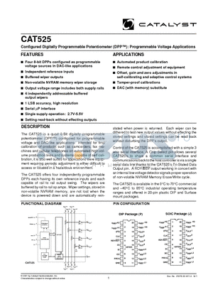 CAT525JTE13 datasheet - Configured Digitally Programmable Potentiometer (DPP): Programmable Voltage Applications