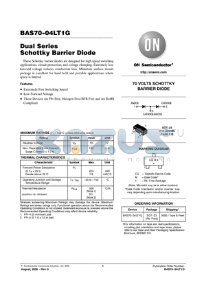 BAS70-04LT1G datasheet - Dual Series Schottky Barrier Diode