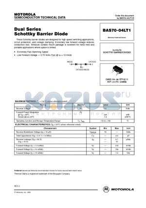 BAS70-04LT1 datasheet - SCHOTTKY BARRIER DIODES