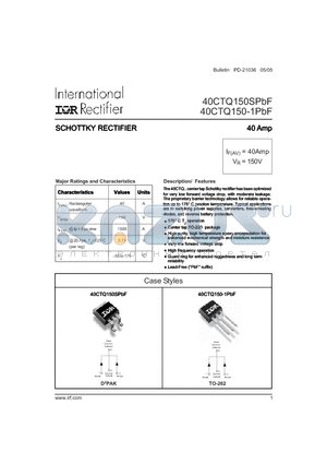 40CTQ150-1 datasheet - SCHOTTKY RECTIFIER