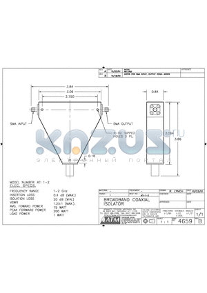 ATI-1-2 datasheet - BROADBAND COAXIAL ISOLATOR