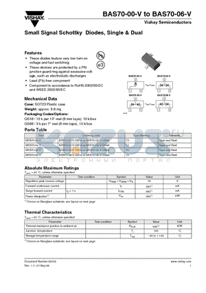 BAS70-05-V datasheet - Small Signal Schottky Diodes, Single & Dual