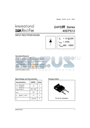 40EPS12 datasheet - INPUT RECTIFIER DIODE