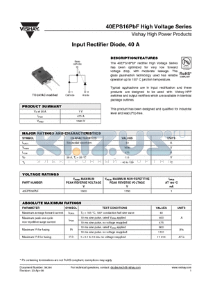 40EPS16 datasheet - Input Rectifier Diode, 40 A