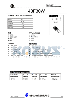 40F30W datasheet - FAST RECOVERY DIODE
