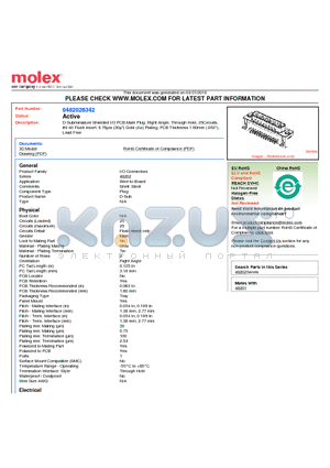 0482026342 datasheet - D-Subminiature Shielded I/O PCB Male Plug, Right Angle, Through Hole