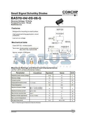 BAS7005-G datasheet - Small Signal Schottky Diodes