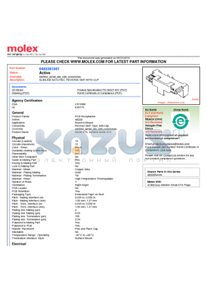 0483361001 datasheet - SLIMLINE SATA REC. REVERSE SMT WITH CLIP