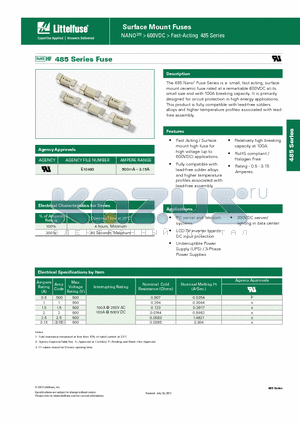 04853.15DR datasheet - Surface Mount Fuses