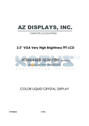 ATM6448B-NLW-FBH datasheet - 3,5 VGA VERY HIGH BRIGHTNESS TFT-LCD