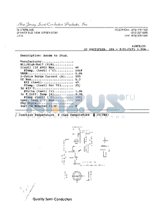 40HFR100 datasheet - anode to stud