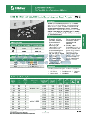 0494002.NR datasheet - Surface Mount Fuses