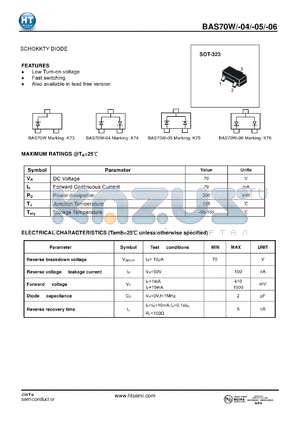 BAS70W datasheet - SCHOKKTY DIODE