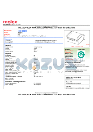 0495490210 datasheet - 2.50mm (.098