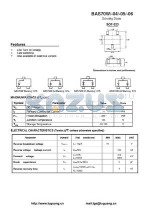 BAS70W-04 datasheet - Schottky Diode