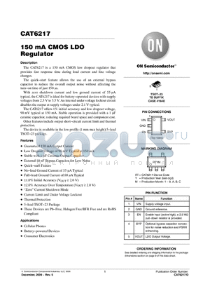 CAT6217 datasheet - 150 mA CMOS LDO Regulator